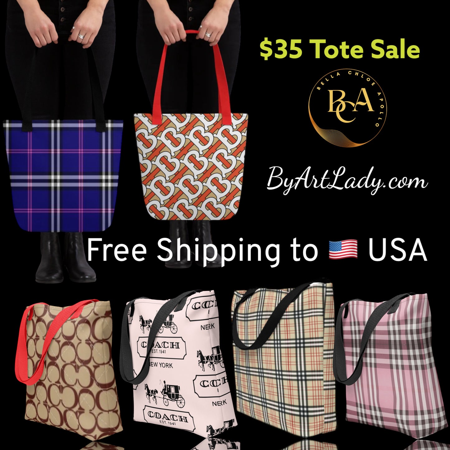 Monogram Spacious & Trendy Print TOTE BAG 15″ × 15″