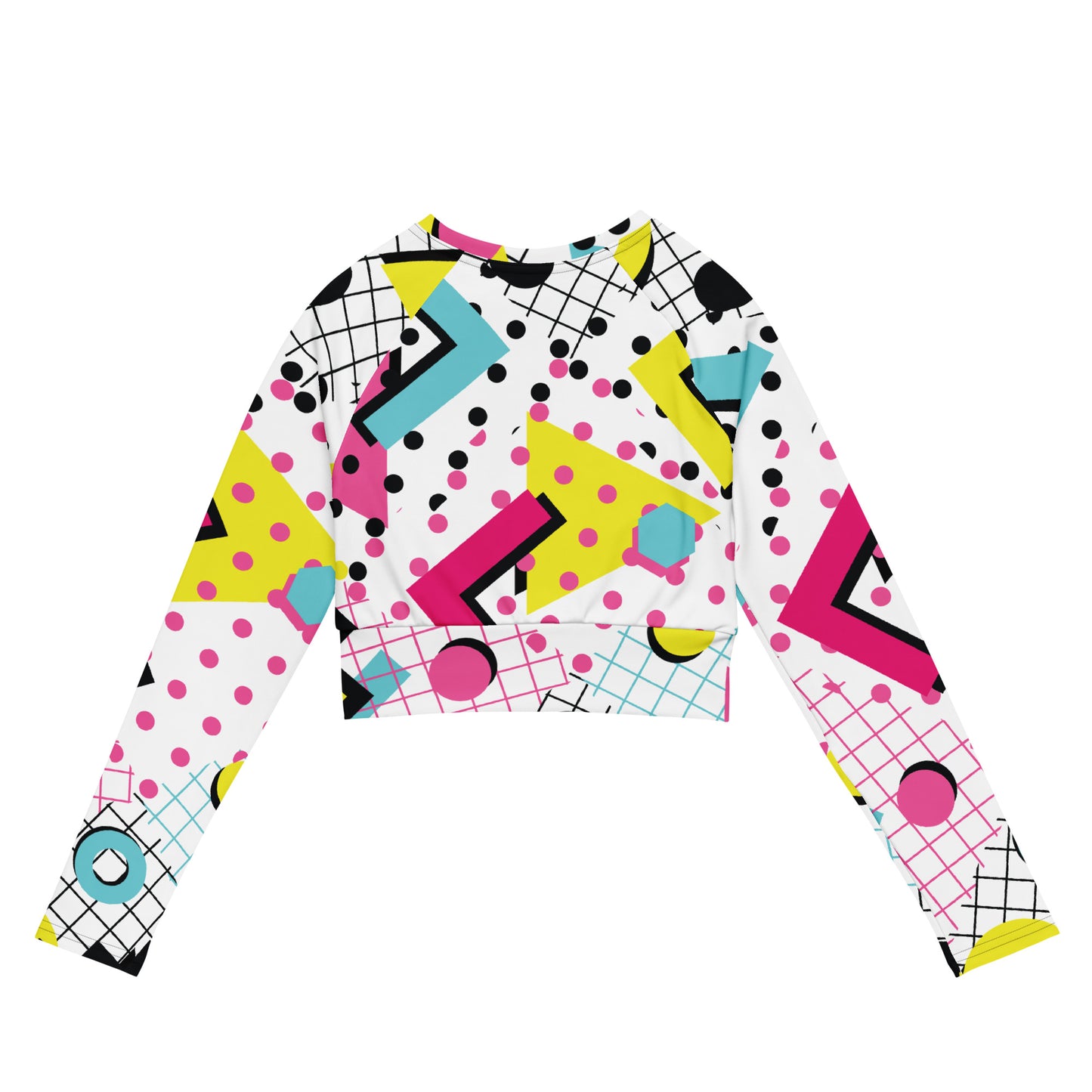 Regular 2XS-XL & Plus Size 2XL-6XL Recycled long-sleeve crop top Geometric Multi Color