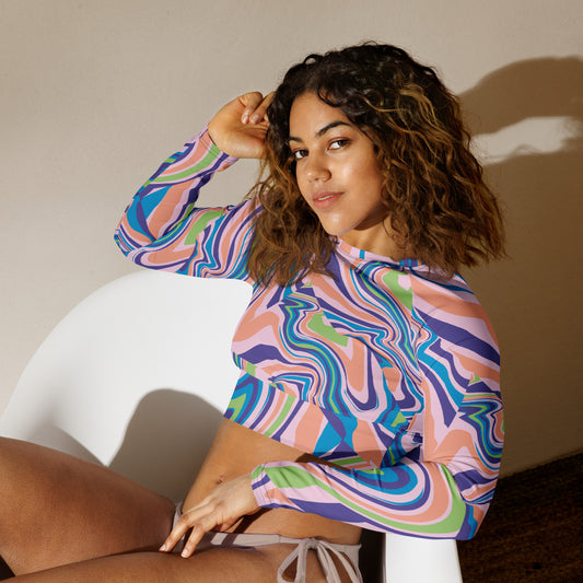 Regular 2XS-XL & Plus Size 2XL-6XL Recycled long-sleeve crop top Multi Color