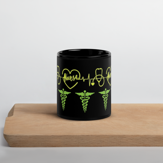 NURSING Custom Black Glossy Mug