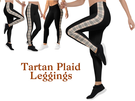 Gym Ready Tartan Plaid on Black Leggings