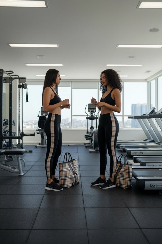 Gym Ready Tartan Plaid on Black Leggings