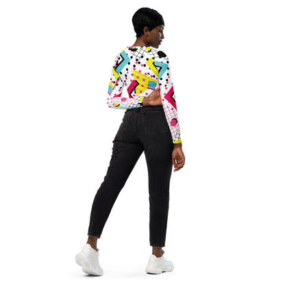Size 2XS-6XL Geometric Pattern Recycled long-sleeve crop top