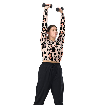 Plus Size Recycled long-sleeve crop top  Pink/Black Leopard 2XS-6XL