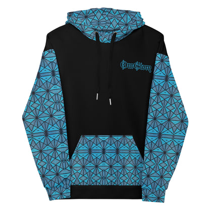 African Print "OurStory" Unisex Hoodie - Matches Blue African Print Wide Leg Pants