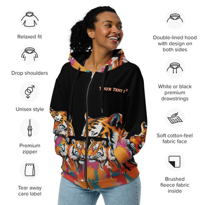School Spirit Tiger Unisex zip hoodie