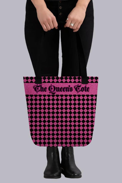 Editable Special Order Category- Pink Glitter/Black Color Tote Bag 15" x 15" - Holds 2.6 US gallons (10 l)- wt limit 44lbs