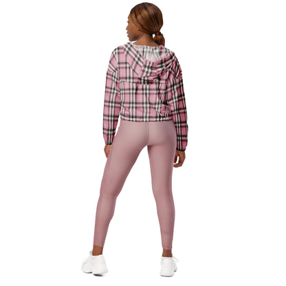 Women’s cropped windbreaker Designer Pink Plaid