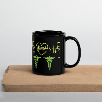 NURSING Custom Black Glossy Mug