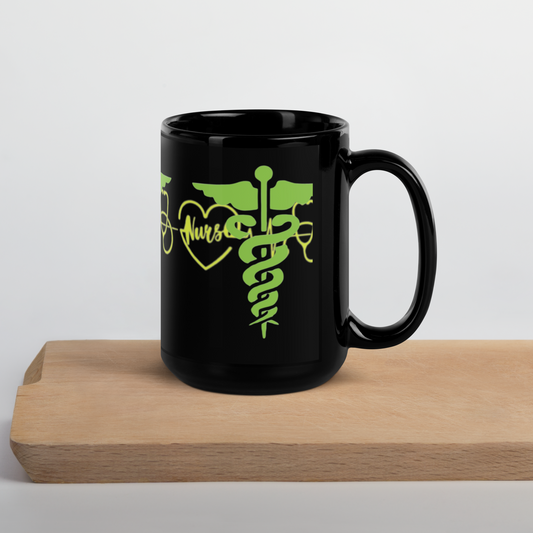 NURSING Custom Black Glossy Mug