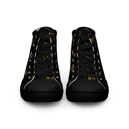 Women’s high top canvas-Logo "Bella Chloe Apollo" Black & Gold